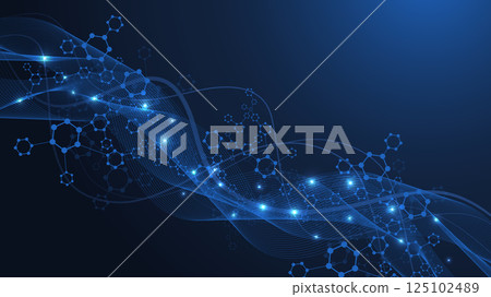Structure molecule and communication Dna, atom, neurons. Science concept for your design. Connected lines with dots. Medical, technology, chemistry, science background. Vector illustration. 125102489