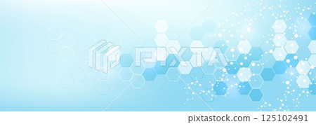 Molecular structure DNA, atom, neurons. Science concept for your design. Connected lines with dots. Medical, technology, chemistry, science background. Vector illustration 125102491