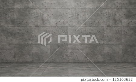 3DCG illustration of a concrete block room. Depth of wall and floor background. 3DCG illustration of a concrete block room. Depth of wall and floor background. 125103652
