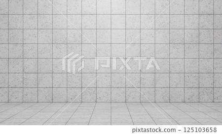 3DCG illustration of a white marble tile room. Depth of wall and floor background 3DCG illustration of a white marble tile room. Depth of wall and floor background 125103658