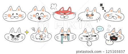 Cute white cat expressions 1-10 125103837