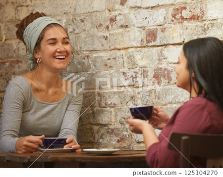 Business meeting, coffee or friends networking in restaurant or cafe for communication, planning or talking for startup company. Happy, women or consulting people for social business strategy in cafe Business meeting, coffee or friends networking in restaurant or cafe for communication, planning or talking for startup company. Happy, women or consulting people for social business strategy in cafe 125104270