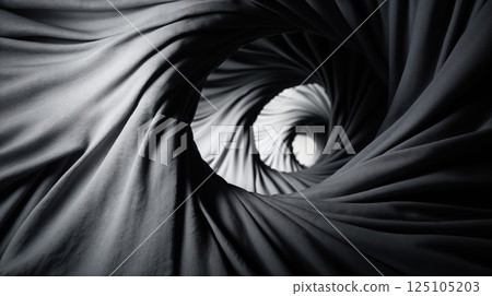 Twisted dark fabric forming a spiral tunnel pattern 125105203
