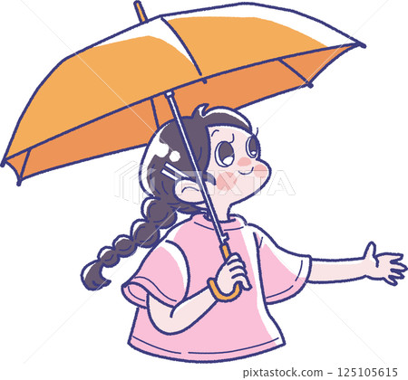 Illustration of a girl holding an umbrella 125105615