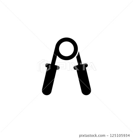 Simple black vector icon of a hand grip strengthener or exerciser tool. Simple black vector icon of a hand grip strengthener or exerciser tool. 125105934