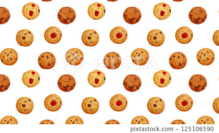 水彩風格餅乾插畫全圖圖案插畫AI生成 125106590