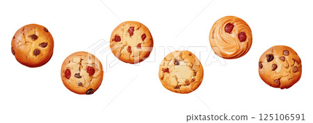 水彩風格餅乾橫幅插圖AI生成 125106591