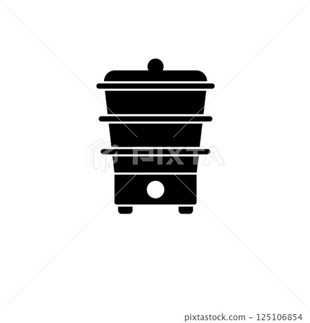 Electric Food Steamer, Steam Cooker Solid Flat Vector Icon Isolated on White Background Electric Food Steamer, Steam Cooker Solid Flat Vector Icon Isolated on White Background 125106854