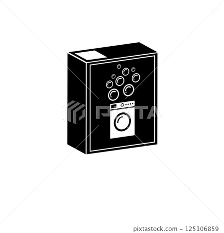 Washing Powder Box, Sealed Detergent Pack Solid Flat Vector Icon Isolated on White Background 125106859