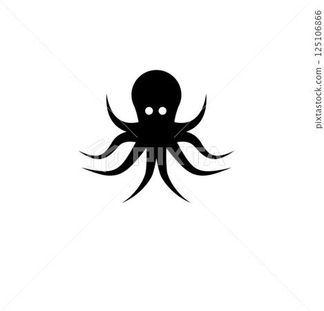 Octopus Ocean Animal, Kraken Silhouette Solid Flat Vector Icon Isolated on White Background Octopus Ocean Animal, Kraken Silhouette Solid Flat Vector Icon Isolated on White Background 125106866