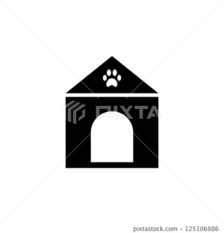 Doghouse, Dog Kennel, Animal House Solid Flat Vector Icon Isolated on White Background 125106886