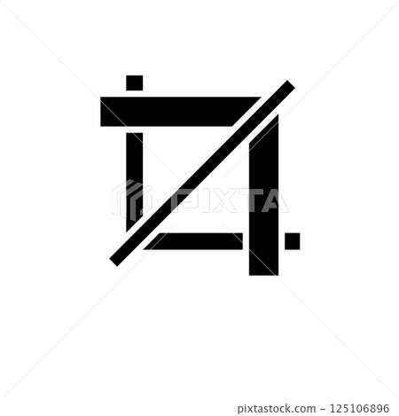 Crop Tool Frame, Cropping Instrument Solid Flat Vector Icon Isolated on White Background 125106896