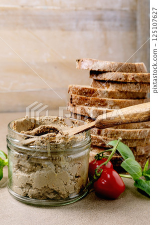 Rustic Liver Pate With Bread Slices Rustic Liver Pate With Bread Slices 125107627