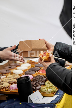 Street Food Donuts Takeaway Box Scene 125107629