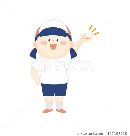 這次介紹的是身穿運動服的少女插畫。全身 這次介紹的是身穿運動服的少女插畫。全身 125107918