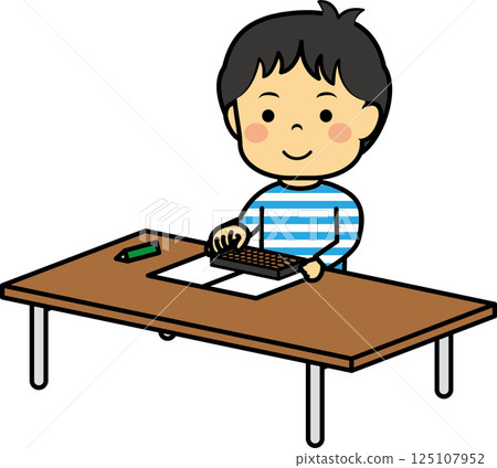 Boy playing abacus 125107952