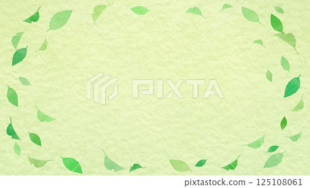 Leaf frame background, fresh green, 16:9 125108061