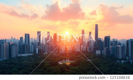 cityscape at sunset 125108638