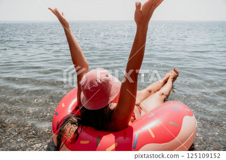 Woman Beach Float Relaxation Summer Vacation 125109152