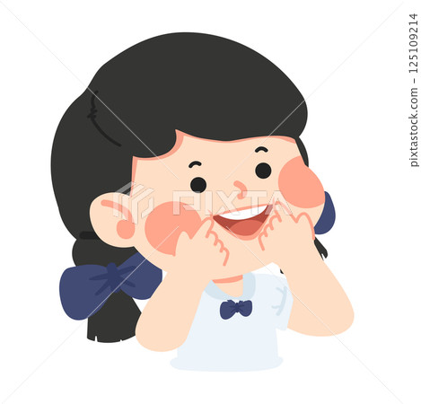 Cute Girl Illustrating a Happy Expression 125109214