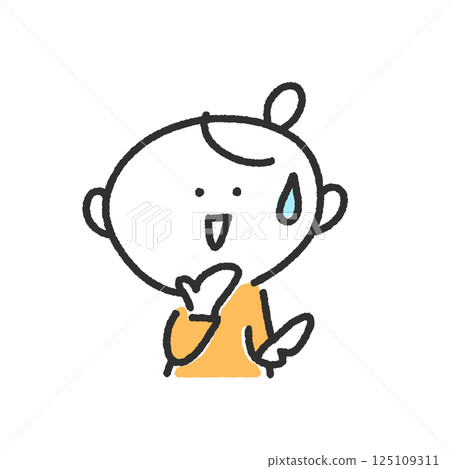 A woman with a strained smile in a cold sweat, pulled back, troubled, anxious A woman with a strained smile in a cold sweat, pulled back, troubled, anxious 125109311