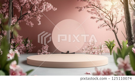 Studio shot image with pink flowers 125110074