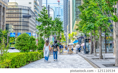 Tokyo Chuo Ward daytime cityscape Nihonbashi Station Eidai Street Tokyo Chuo Ward daytime cityscape Nihonbashi Station Eidai Street 125110534
