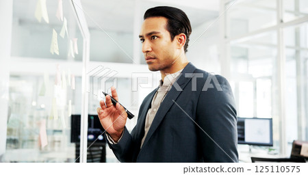 Serious, planning and man with ideas, glass and info for strategy in corporate company and schedule. Office, banker and person with sticky notes for investment, opportunity and financial growth Serious, planning and man with ideas, glass and info for strategy in corporate company and schedule. Office, banker and person with sticky notes for investment, opportunity and financial growth 125110575