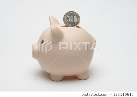 豬存錢筒和500日圓硬幣 125110615