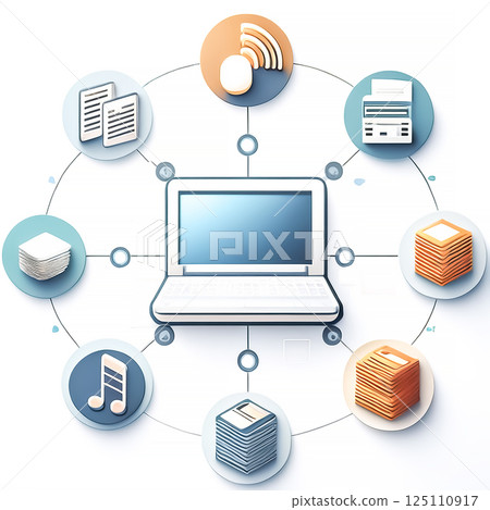 Image material of a computer and various data 125110917