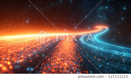 Futuristic Light Trails in Orange and Blue 125111223