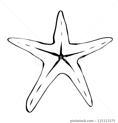 Starfish Silhouette Image isolated on White Background. Vector graphic line ink suitable for website and application design needs. website and application design related to starfish. 125111575