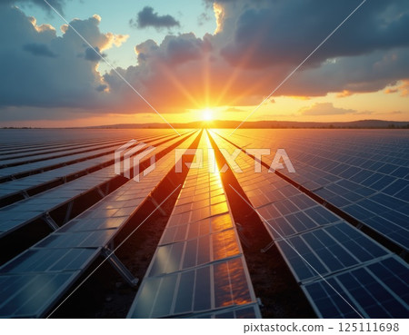 blue photovoltaic solar panels for producing clean ecological electricity at sunset blue photovoltaic solar panels for producing clean ecological electricity at sunset 125111698
