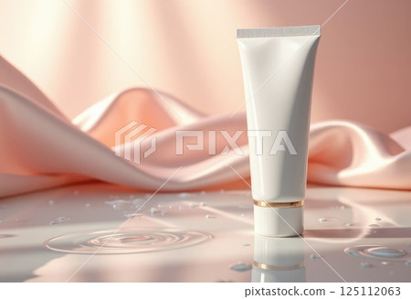 white tube of cream on pink background 125112063