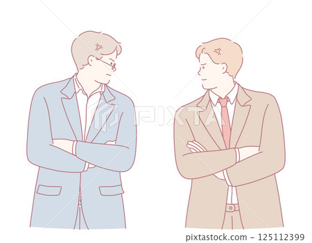 Business professionals are currently engaged in a disagreement that reflects their challenges 125112399