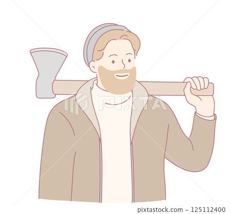 Man with an Axe Embark on an Outdoor Adventure Embracing the True Lumberjack Spirit 125112400