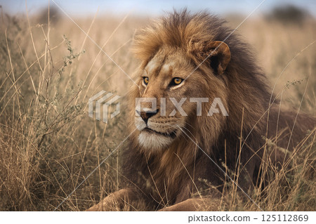 African male lion savanna African male lion savanna 125112869