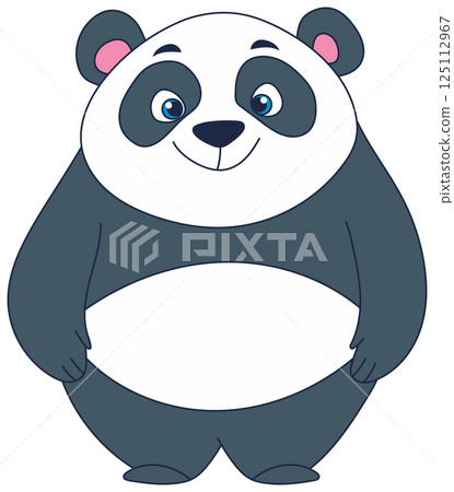 Delightful panda illustration, a charming black and white bear with a sweet smile, perfect for kids' designs and playful themes. Delightful panda illustration, a charming black and white bear with a sweet smile, perfect for kids' designs and playful themes. 125112967