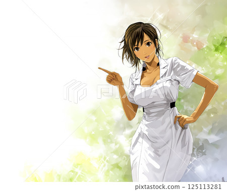 一名女護士指點的插畫素材 125113281