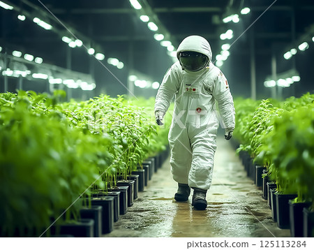 太空人在太空種植植物的圖片 125113284