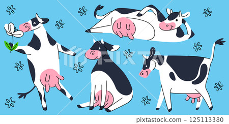 Funny cow mascot set Funny cow mascot set 125113380