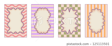 Retro frames set in pastel colors on white 125113501