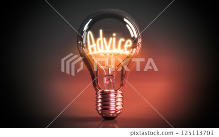 Advice concept - shining light bulb - 3D illustration 125113701