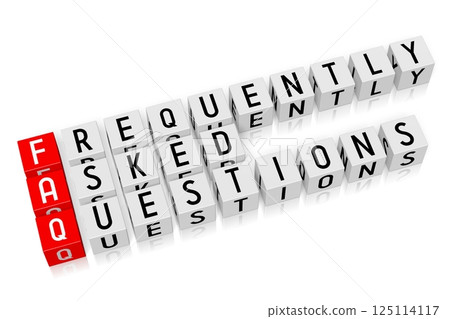 Faq - red and white cubes with letters - 3D illustration 125114117