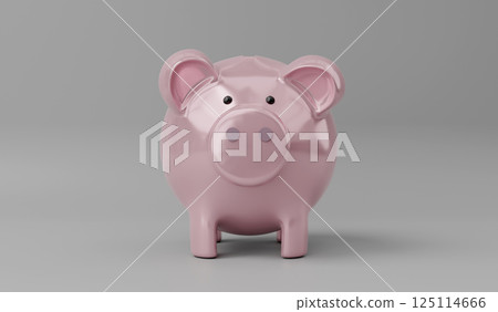 Piggy bank isolated on grey background - 3D illustration 125114666
