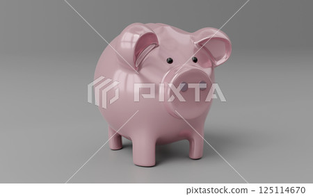 Piggy bank isolated on grey background - 3D illustration Piggy bank isolated on grey background - 3D illustration 125114670