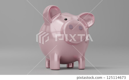 Piggy bank isolated on grey background - 3D illustration 125114673