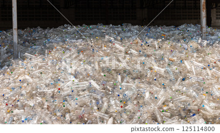 Plastic bottles waste texture and background, Plastic bottles waste, Background and texture of used empty PET bottles, Plastic water bottles pollution in environment, Global warming pollution, Save 125114800