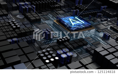 AI concept with computer processor - 3D illustration 125114818
