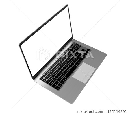 Modern laptop with empty screen on white background - 3D illustration Modern laptop with empty screen on white background - 3D illustration 125114891